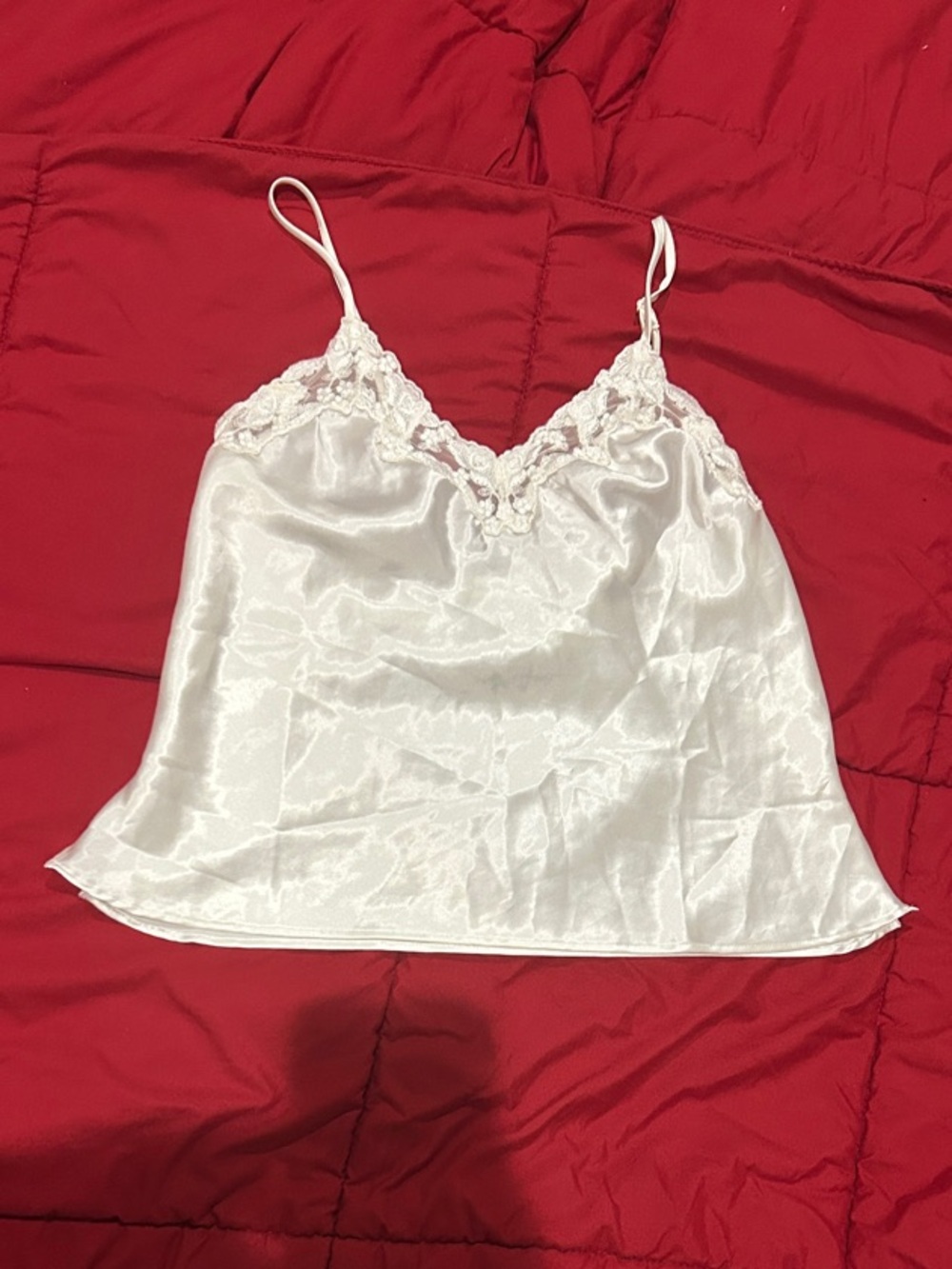 Vintage Victoria’s Secret Satin Camisole | Cream | Adjustable Straps | Lace Trim